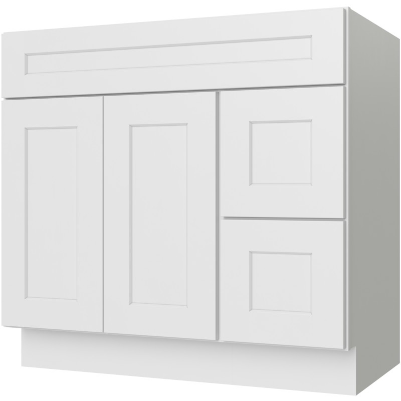 FA3621DL vanity in Dove White Shaker