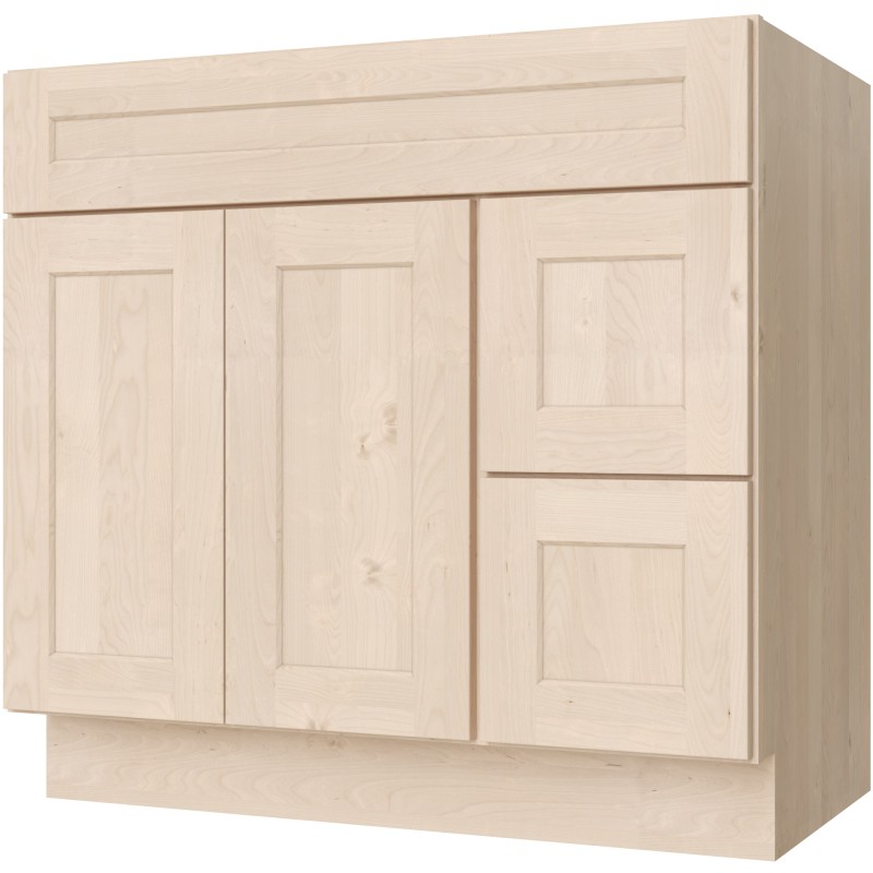FA3621DL vanity in Unfinished Birch Shaker