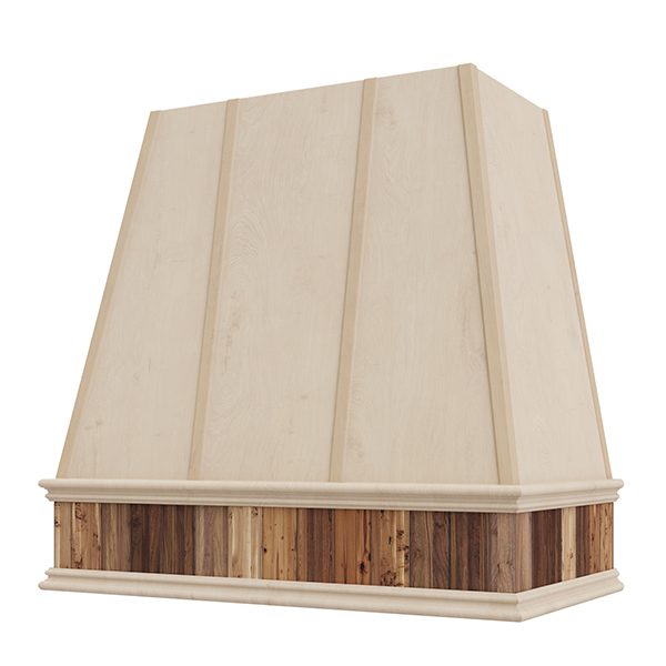 Tapered with Reclaimed Wood Band range hood
