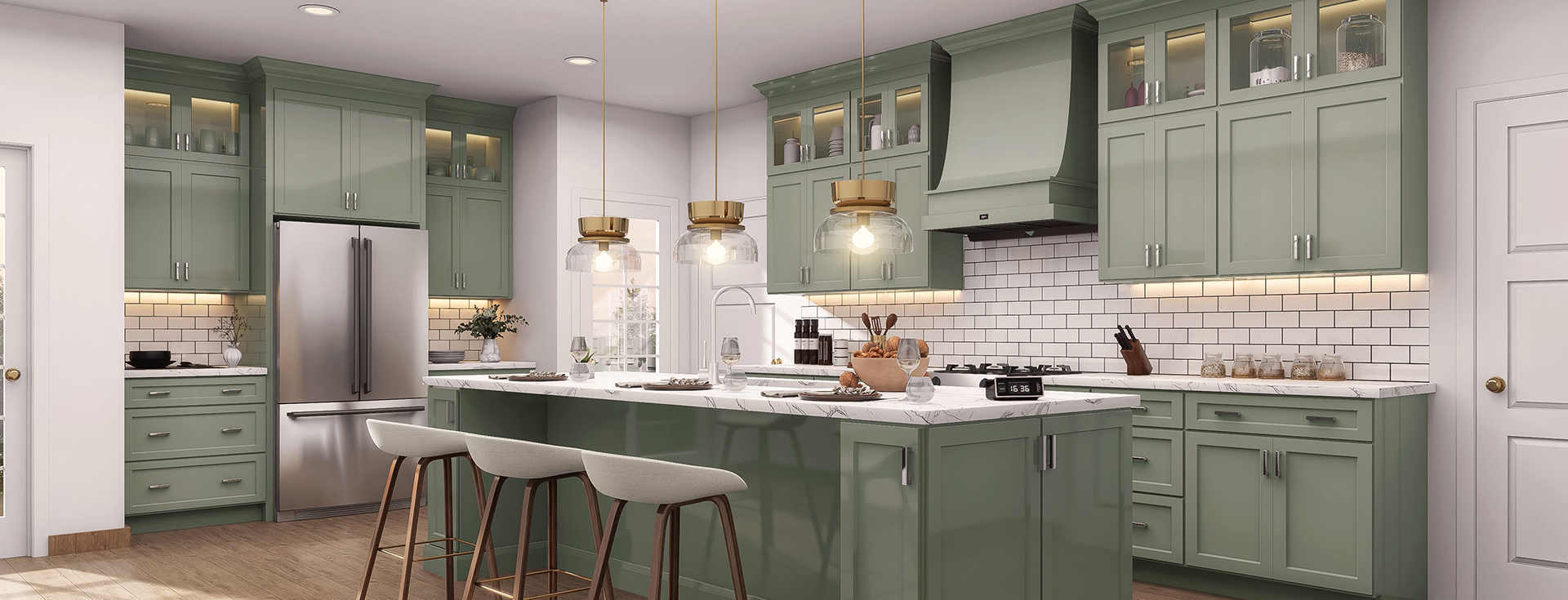 Sage Green Shaker kitchen cabinetry