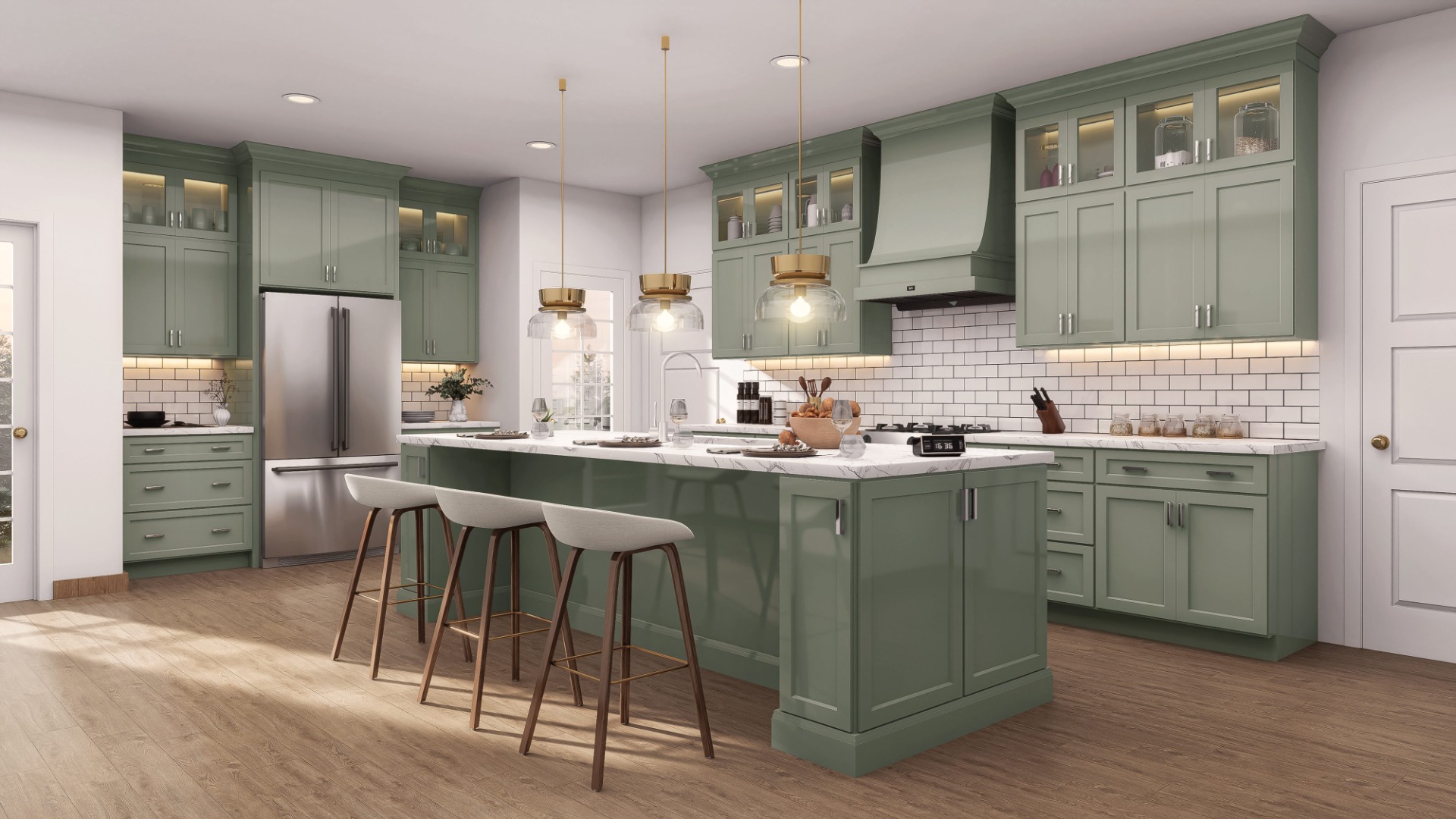 Sage Green Shaker cabinetry