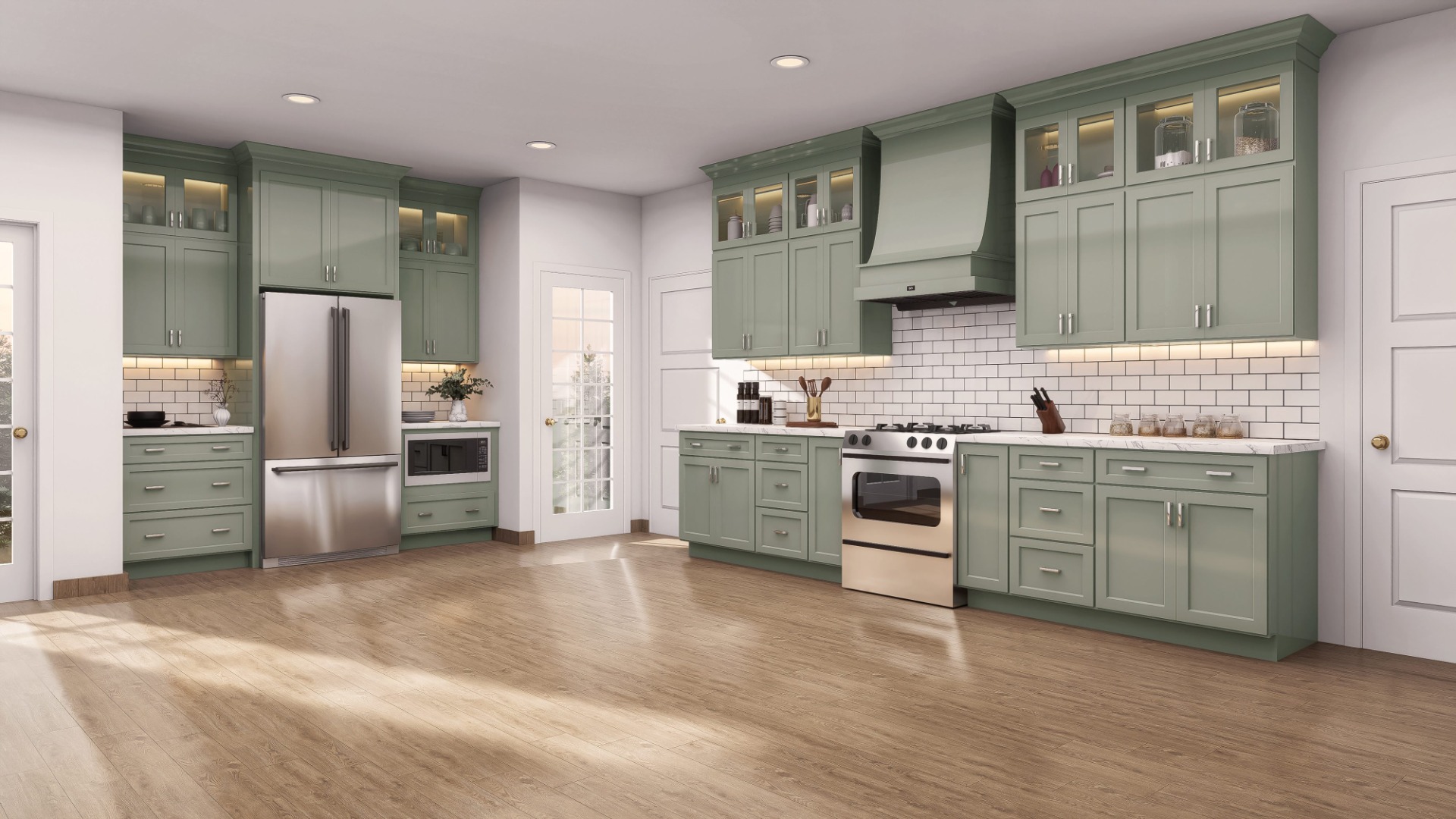 Sage Green Shaker cabinetry