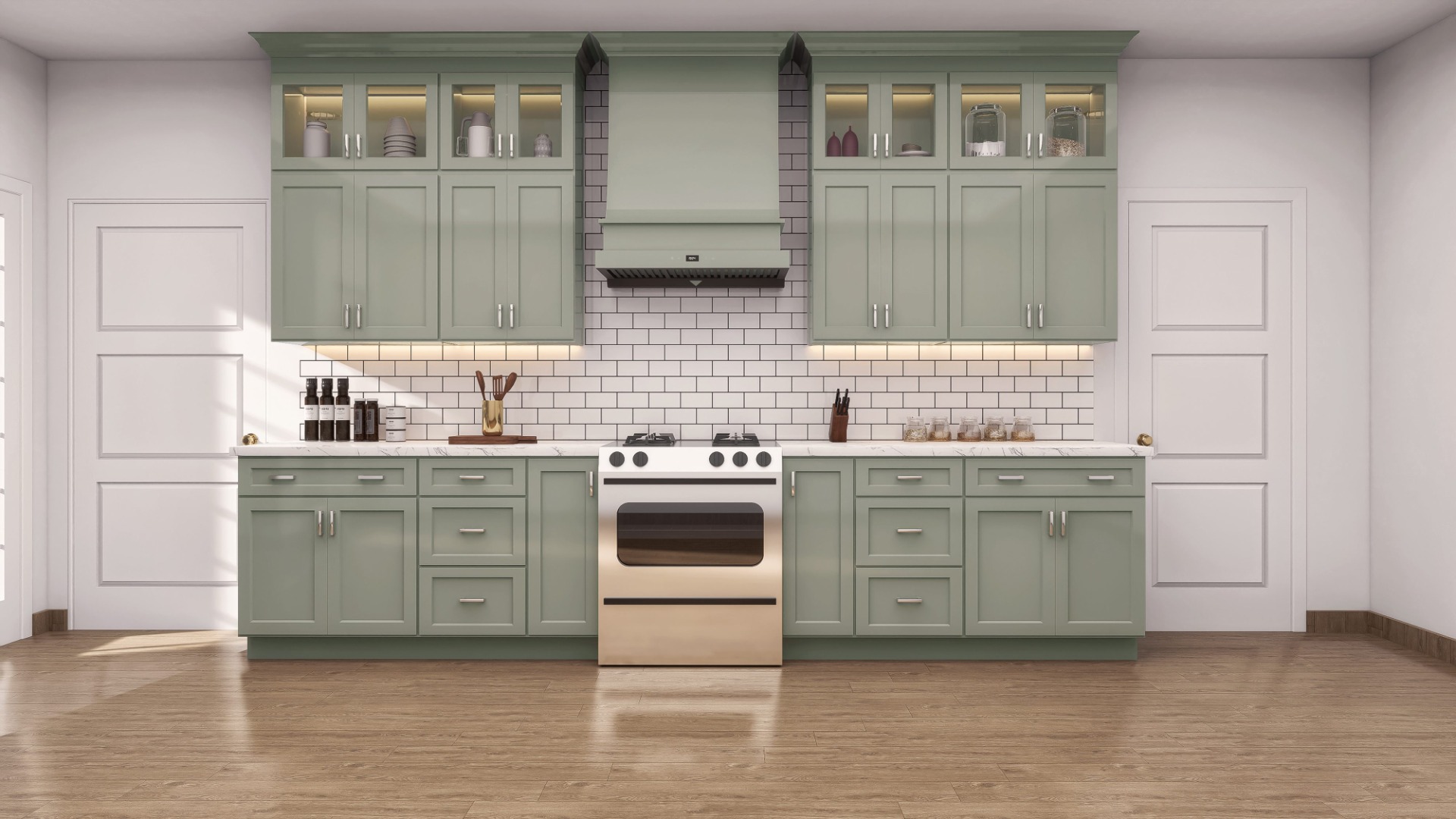 Sage Green Shaker kitchen, view 3